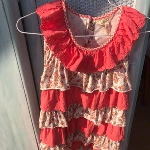 Matilda Jane Pink and Beige Ruffle Dress